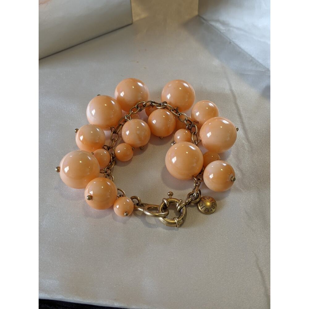 Vintage J Crew Orange Creamcicle Beaded Chunky Dangle Bracelet Iob Cha Cha Style